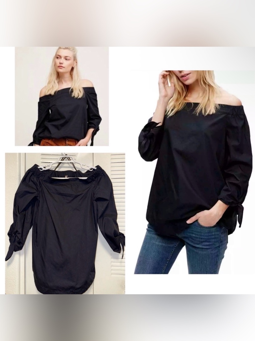 Free People Show Me Some Shoulder Top‎ Black Size Medium